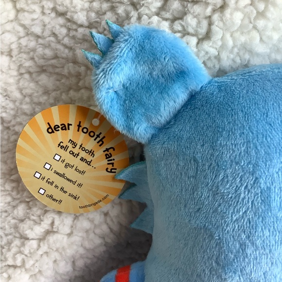 The Tooth Brigade Blue Monster Tooth Fairy Pillow w Pocket Plush Stuffed Animal - Picture 6 of 13